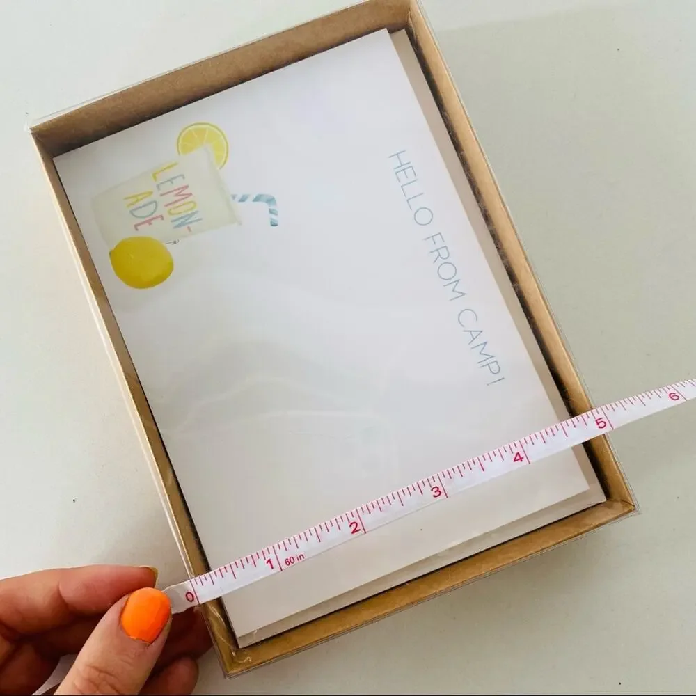 NEW ANTHROPOLOGIE White Yellow Illustrated Camp Lemonade Card Notecards s/10